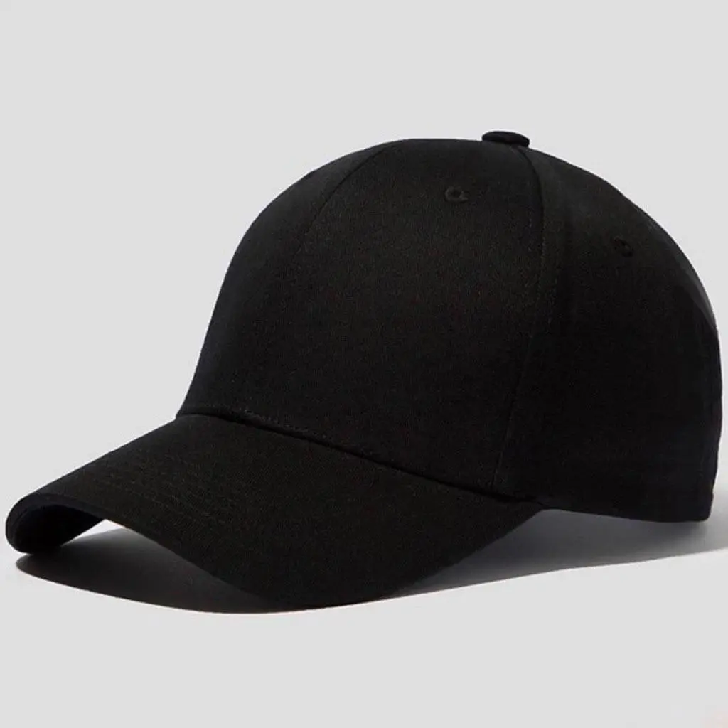 Black Baseball Cap for Men Women, Classic Plain Dad Hat, Adjustable Strapback, Curved Brim, Casual Streetwear, Outdoor Sun Hat, Unisex Everyday Headwear
