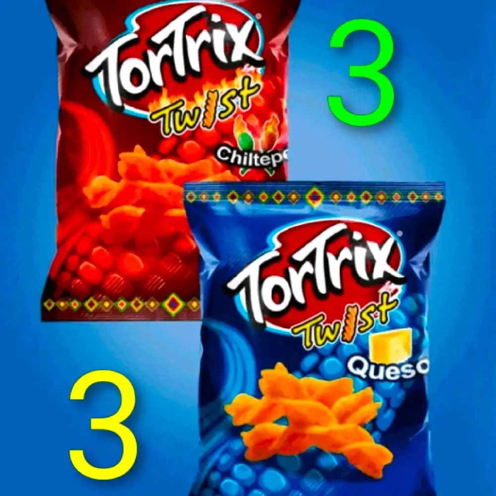 TorTrix Twist Chiltepe + Queso 35 gr. C/u 3+3 Units of Guatemalan Snack Dessert from Central America, Imported from Guatemala