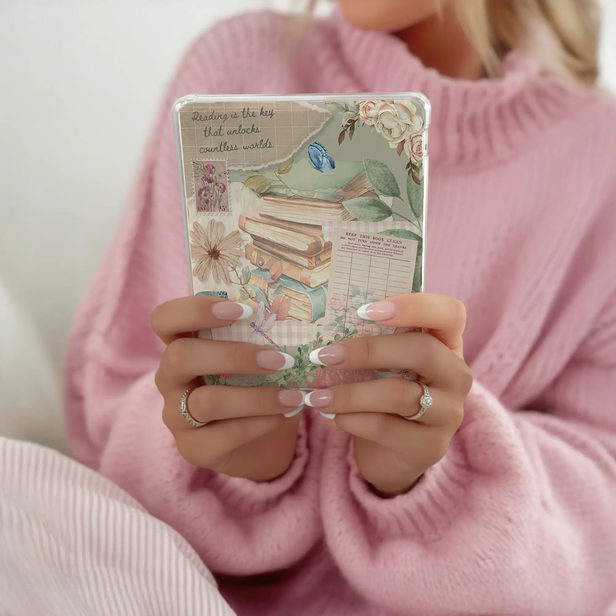 Cozy Reads Bookish Kindle Insert for Clear Case – Aesthetic Book Lover Decor | Cozy Reading Accessory
