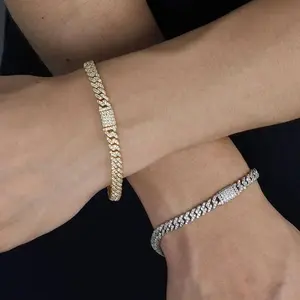 Cuban Link Bracelet, American Hip Hop Style, 6mm Single Row Cubic Zirconia Cuban Chain Bracelet, Cuban Bracelet – Fashion Jewelry for Men and Women