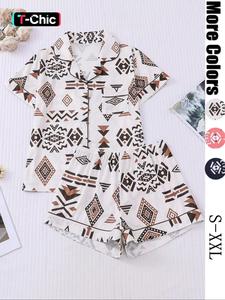 women's button up shirt & shorts pyjama, casual comfy short sleeve top & shorts pj set, ladies sleepwear for all seasons, loungewear
