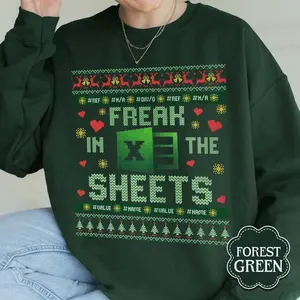 [Sale off up to 50%] Freak In The Sheets Ugly Christmas Sweater, Office Humor Shirt, Tax Season Tee, Funny Excel Gift For Accountant, Funny Xmas Shirt, streetwear graphic tee