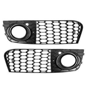 1 Pair Front Fog Light Mesh Grille Honeycomb Type Grill Cover for Audi A4 B8 2009 2010 2011 8KD807682 8KD807681 Black