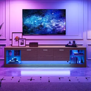 78'' Modern TV Stand with 6 Cabinets& 2 Open Compartments, Entertainment Center for TVs up to 90'', Television Console for Living Room, Bedroom, Home Theatre, Entertainment Tv Stand