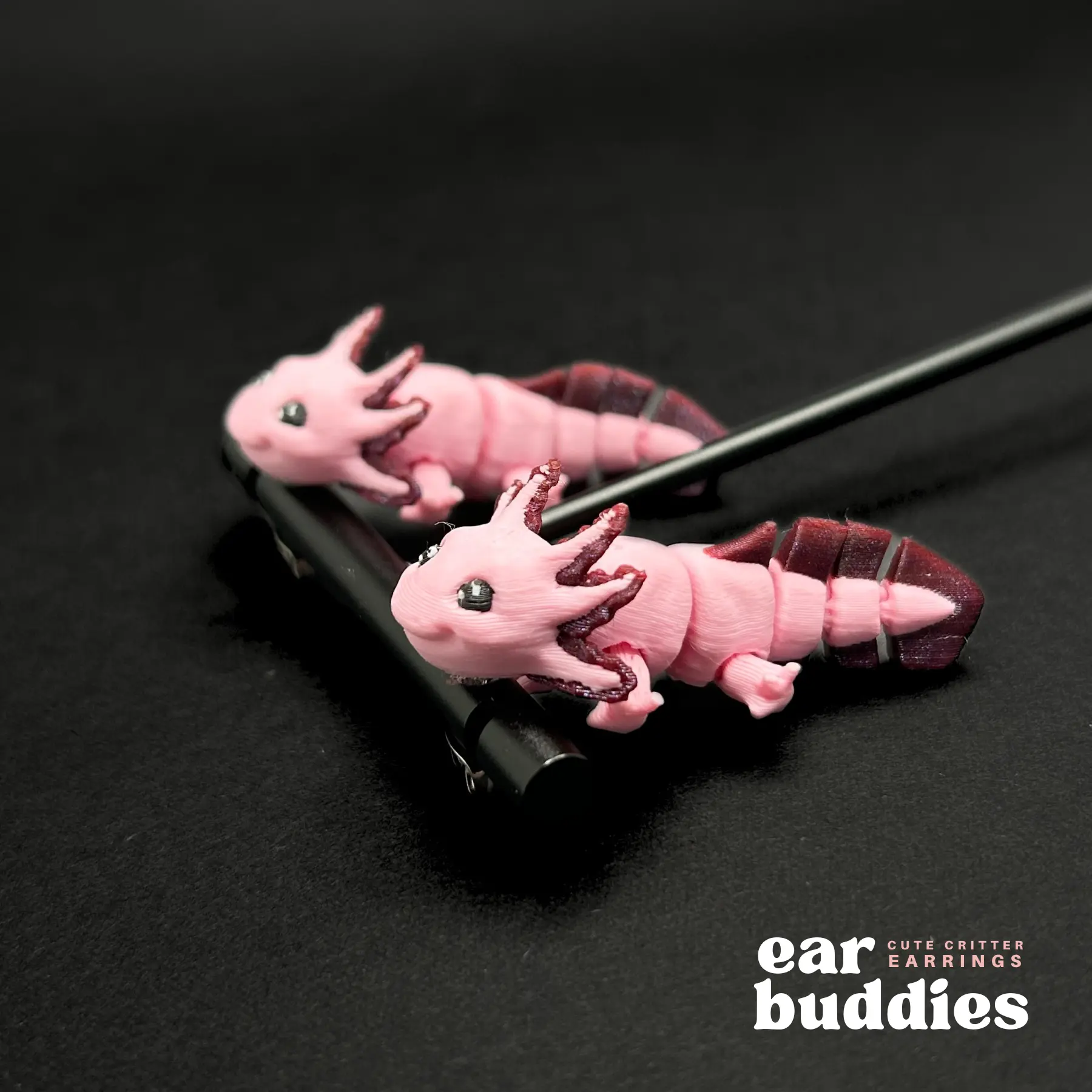 Axolotl Ear Buddies Earrings - Cute Unique Design Printed Locally and Handcrafted