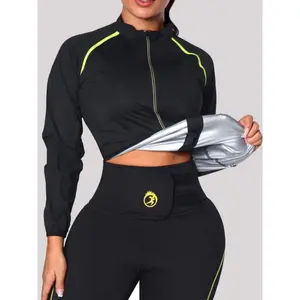 Sauna Suit Women Waist Trainer Workout Gym Sweat Long Sleeve Womens Jacket for Fitness Running