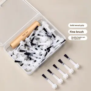 50 nail art replacement brushes, double-ended solid wood handles, multi-functional convenient professional nail brushes set, detachable and non-deforming specialized tools, suitable for nail salons