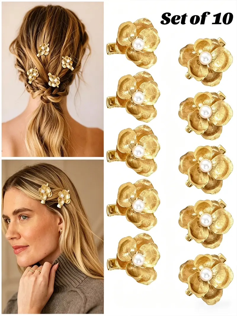 Elegant Daisy Hair Claw – Gold Floral Hair Clip, Bridal / Spring Aesthetic Gold Daisy Hair Claw Clip – Elegant Floral Accessory for  main image 4