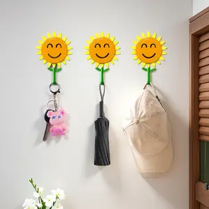 Sunflower Wall Hook, Adhesive Wall Mount Organizer, Pull-Down Hook for Hats, Keys, Coats – Kitchen, Entryway, Bedroom
