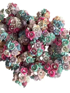 R126- (5PCS) 13mm Fancy Round Mixed Colors Flowers/Rhinestones/Gems/ Clay Beads for DIY