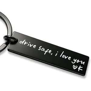 Drive Safe I Love You  - A-Z Initial Engraved Key Ring - Personalized  for Husband, Boyfriend & Family