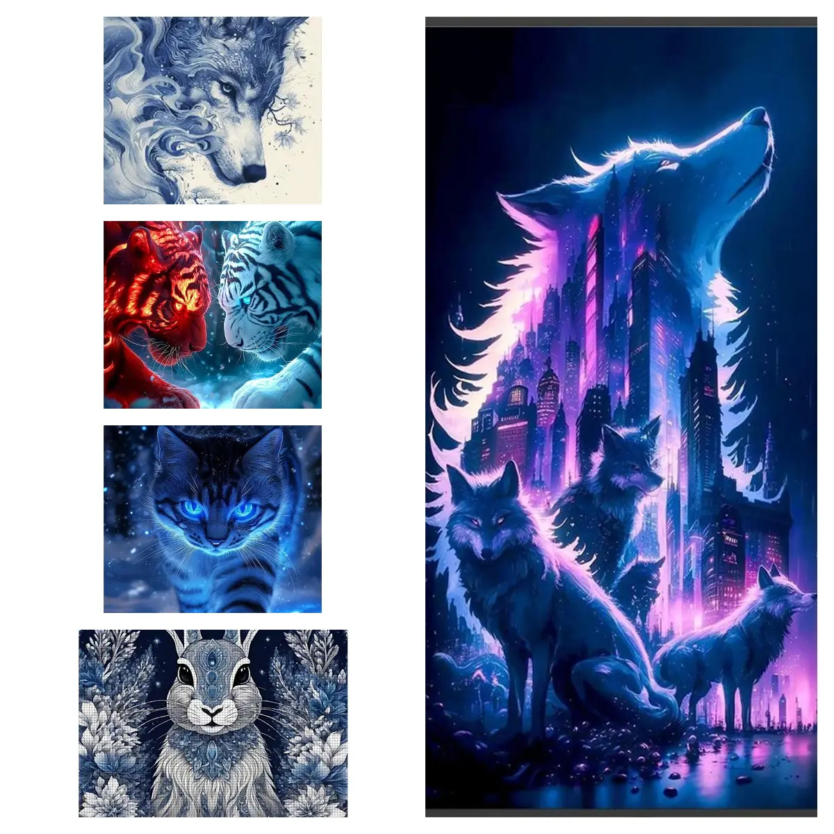 15.7x27.6 in 11CT Cotton Animal Printed Cross Stitch Kit, DIY Thread Art Needlework Embroidery Set, Home Wall Decor for Beginners, Handicrafts Therapeutic Gift, Embroidery Kit