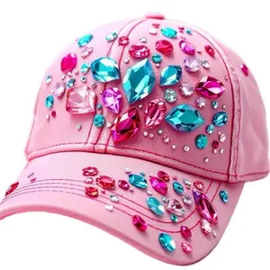 Popping Pink Hat with Decorative Accents and Metal Detail