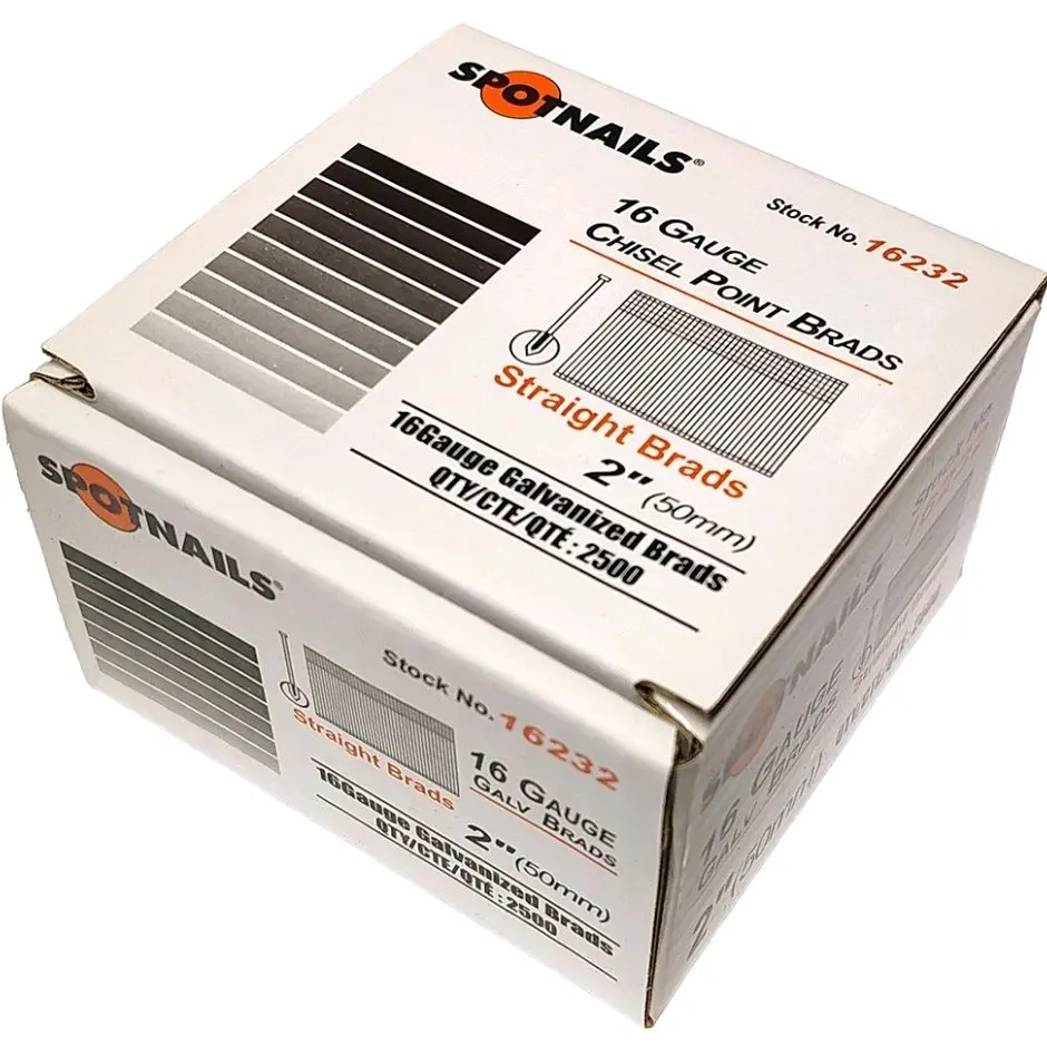 16-Gauge Finish Nails, 2in Length Collated Nails for Trim, Molding and Cabinet Installation