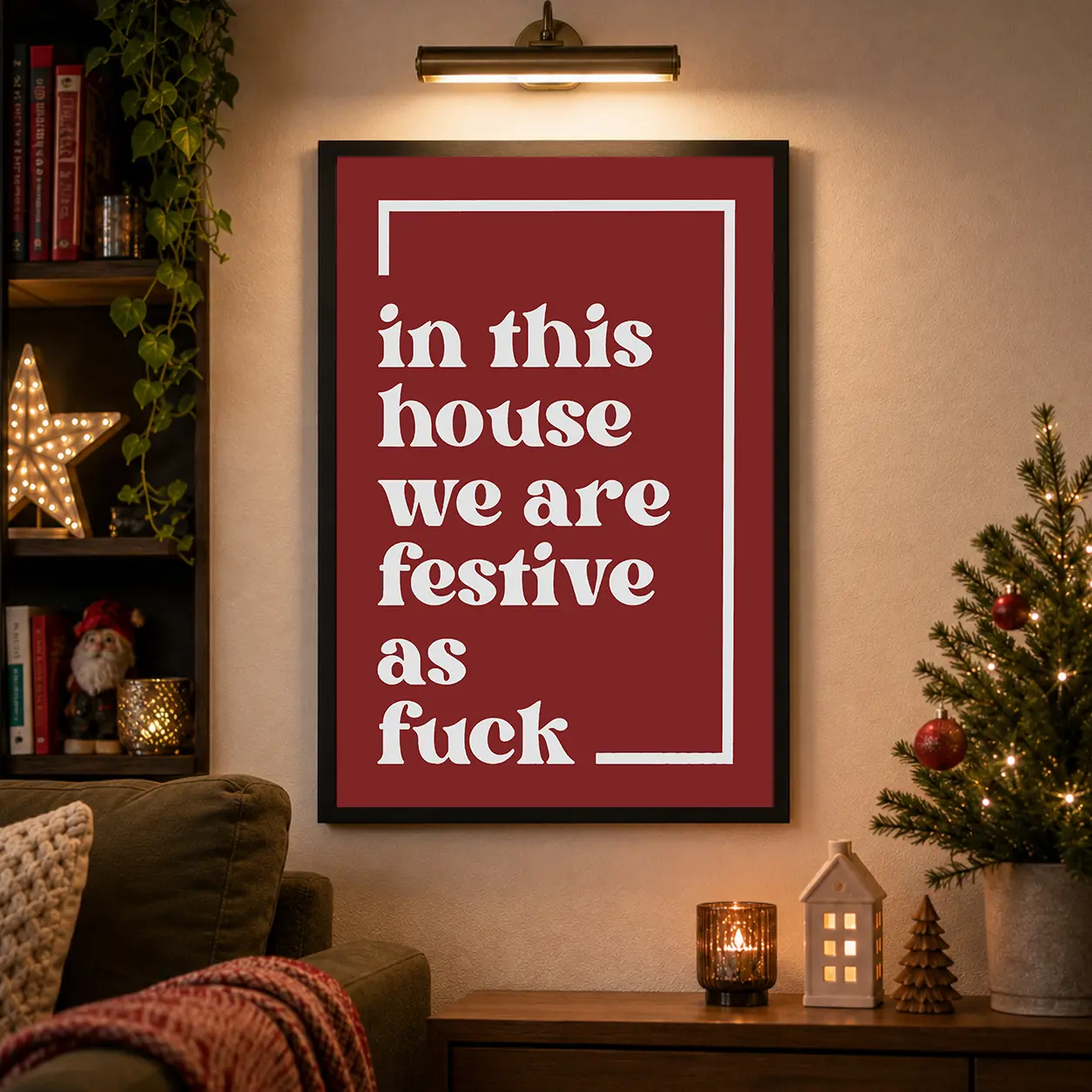 Festive As Fuck Poster, Funny Xmas Print, Christmas Wall Art Christmas Home Wall Decor