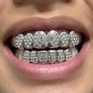 Hip Hop Rhinestone Tooth Jewelry, Tooth Gems, Removable Full Diamond Grillz, Cool Rap Stage Performance Accessory, Elegant Water Drill Decorative Grillz