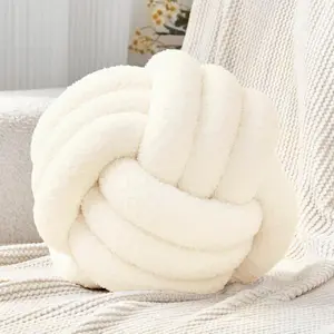 Knot Pillow Ball Round Throw Pillows Home Decor Cushion Decorative Aesthetic Throw Pillows Lambswool White 8inch