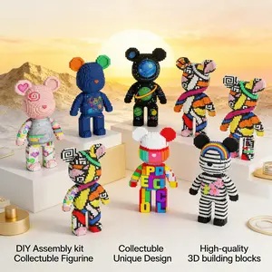 Large Size Love Bear Flower 3D Puzzle Blocks, Home Office Bookshelf Decor, Party Decoration, Ideal Gift for Thanksgiving Christmas Halloween Easter