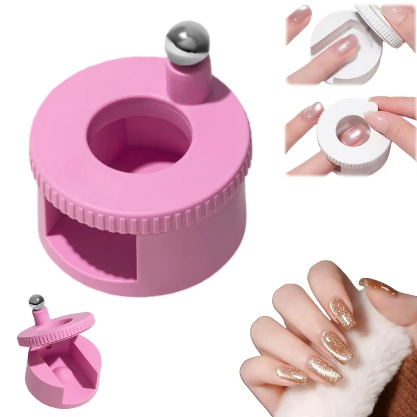 1 pc Rotating glass bead cat's eye magnet tool, automatically absorbs cat's eye nails with glass beads, with uniform magnetic force and excellent light absorption, suitable for beginners, creating a wide cat's eye effect Manicure