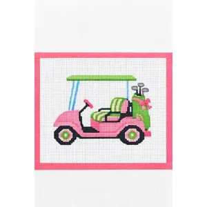 Palm Beach Golf Cart Printed Needlepoint Canvas Palm Beach Golf Cart Printed Needlepoint Canvas