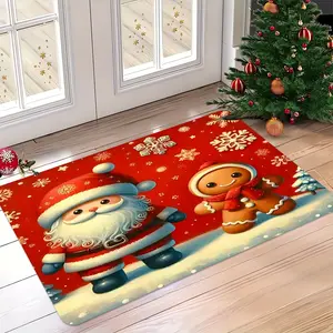Christmas Cheer | Extra-Large Santa & Snowman Doormat - Machine Washable, Festive Holiday Decor for Indoor/Outdoor Use, Premium Flannel Perfect for Living Room, Bedroom, Kitchen, Office, and Entryway, Christmas Decorations
