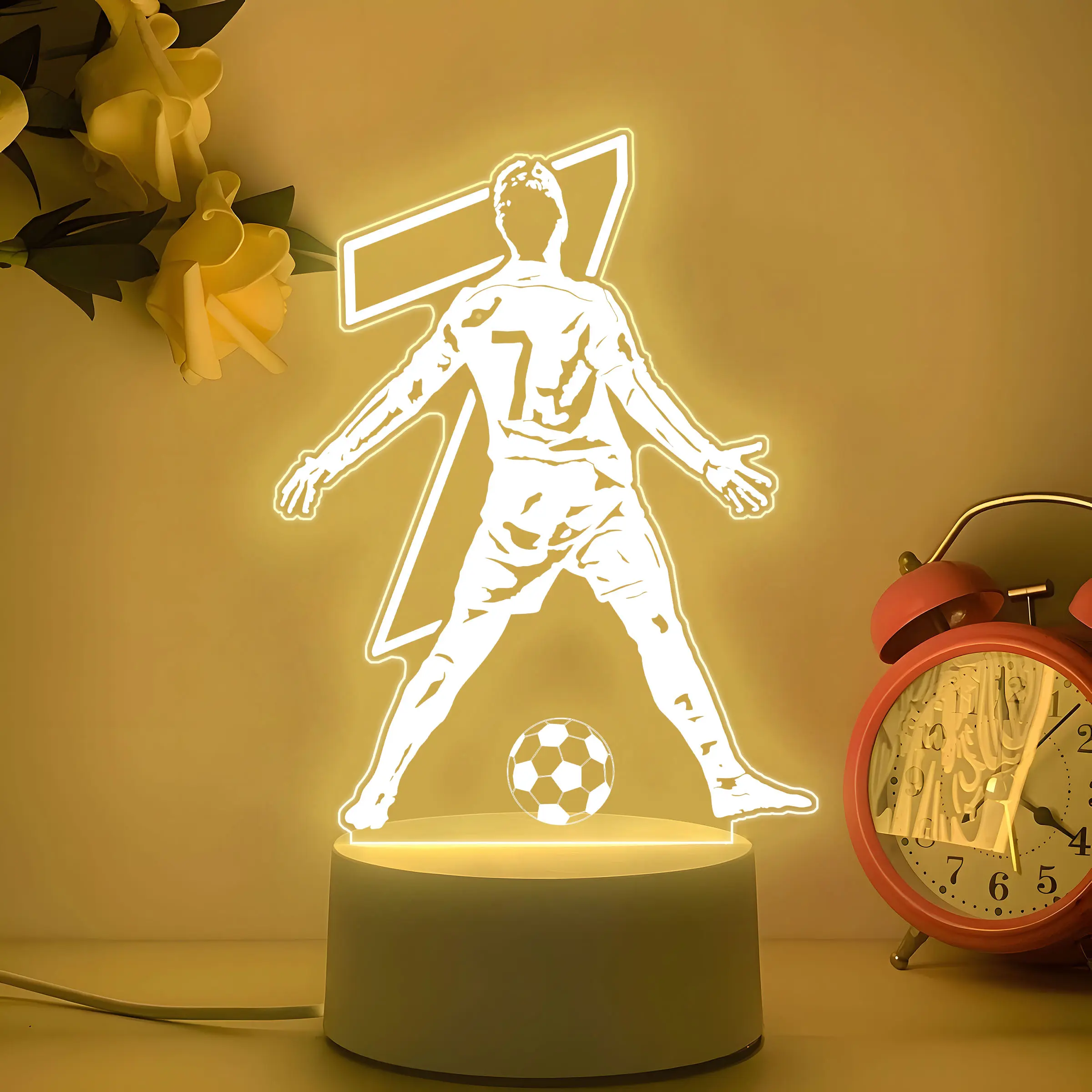 3D Illusion Acrylic Night Light, Creative Football Theme, USB Powered, Button Control, Modern Design, Perfect Gift for Soccer Fans, Home Decor Light, Mood Decorative Lights, Mood Lighting, Illuminated Night Light