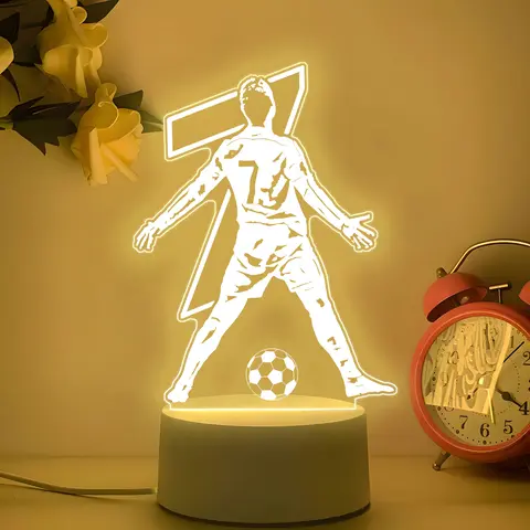 3D Illusion Acrylic Night Light, Creative Football Theme, USB Powered, Button Control, Modern Design, Perfect Gift for Soccer Fans, Home Decor Light, Mood Decorative Lights, Mood Lighting, Illuminated Night Light, Cool Lights