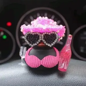 Exquisite shiny girl duck car ornaments, car decorations, Valentine's Day gifts, party atmosphere decoration
