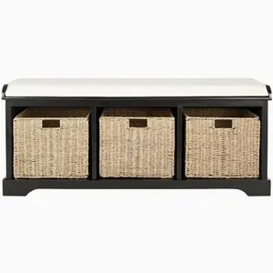 Varielle 47"W Storage Bench - black/ivory