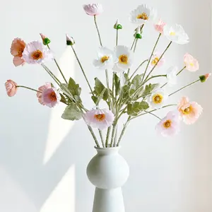 6 Artificial Poppy Flowers, 59cm Long, Bendable and Fade-Resistant, Modern Style, DIY Flower Wall, Wedding Party Decor, Home Decoration, Decorative Flowers