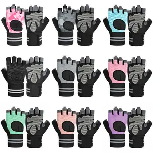 Fitness gloves with integrated wrist support, half-finger strength training equipment for men, anti-callus sports cycling gloves