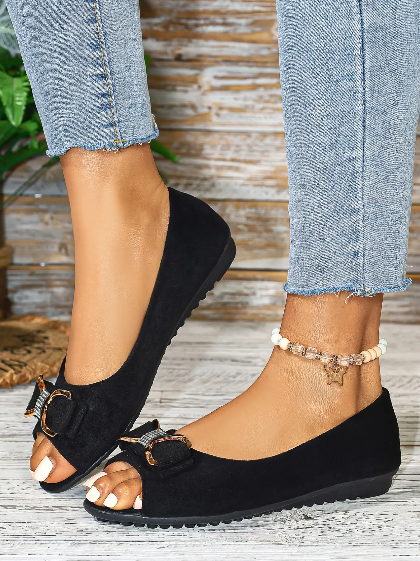 Women's Ballet Flat Shoes, Bow Decorated Round Toe Textile Upper, Comfortable Outdoor & Office Wear, All Season Casual Footwear, Bowknot Design Shoes, Flats Shoes Women