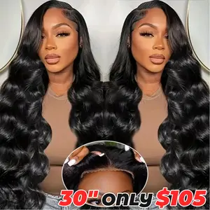 6x4 Wear and Go Glueless Wigs Human Hair Pre Plucked Pre Cut HD Lace No Glue 5x5 Body Wave Lace Front Wigs for Women Human Hair Glueless with Natural Hairline 180% Density
