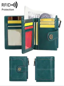 Women's Minimalist RFID Blocking Credit Card Holder, Fashionable Card Holder with Zipper Coin Pocket, Casual Trendy Versatile High-quality Daily Wallet, Credit Card Organizer, RFID Theft Proof