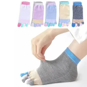 New Colorful Five Fingers Short Socks for Women Soft Cotton Elastic Split Toe Sweet Ankle Socks Casual Sports 5 Toe Socks Fits Sizes 34-38 Everyday Bridal