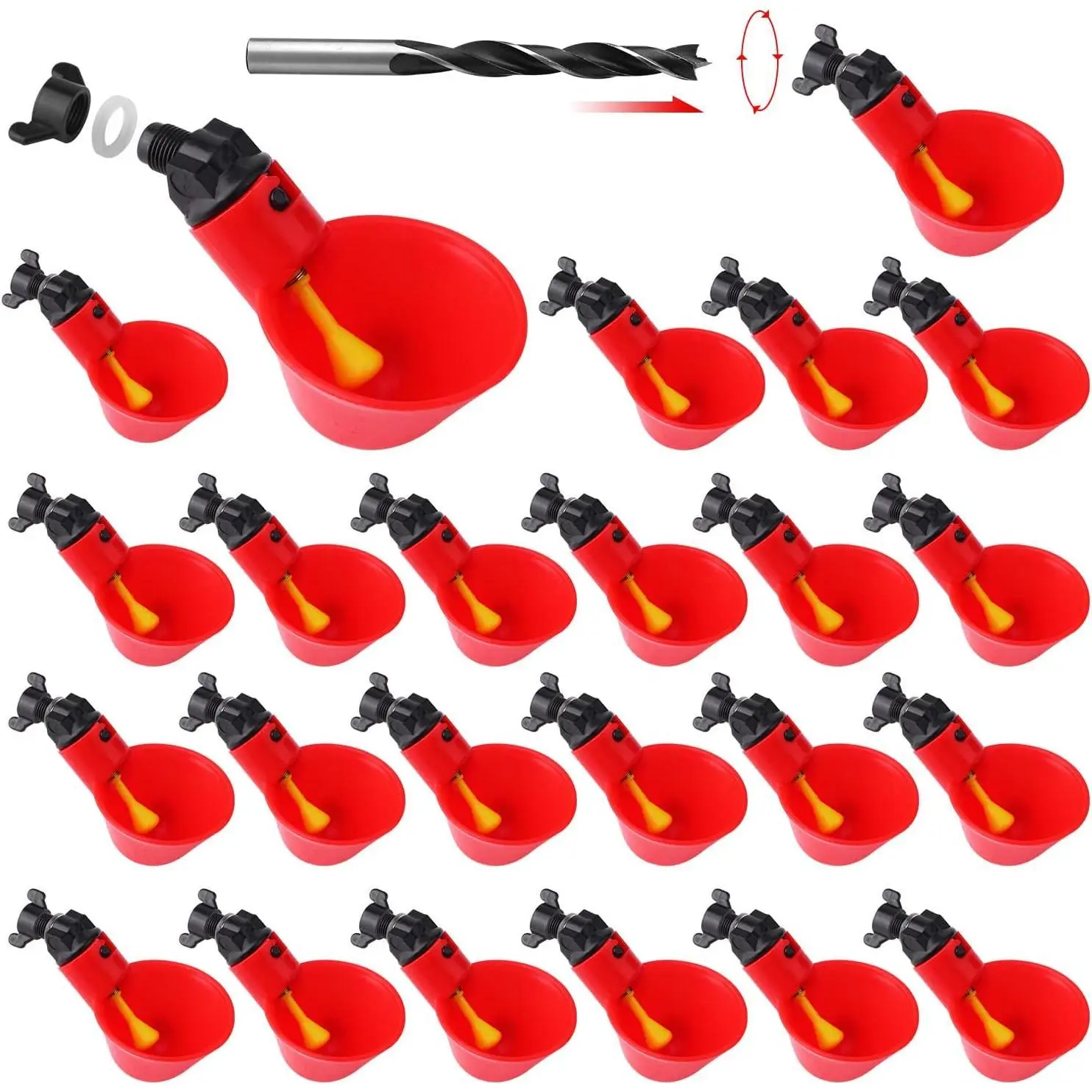 24Pack Chicken Waterer Cups,Poultry Water Cups,Automatic Poultry Waterer for DIY Poultry Quail Duck Chicken Bird Drinker