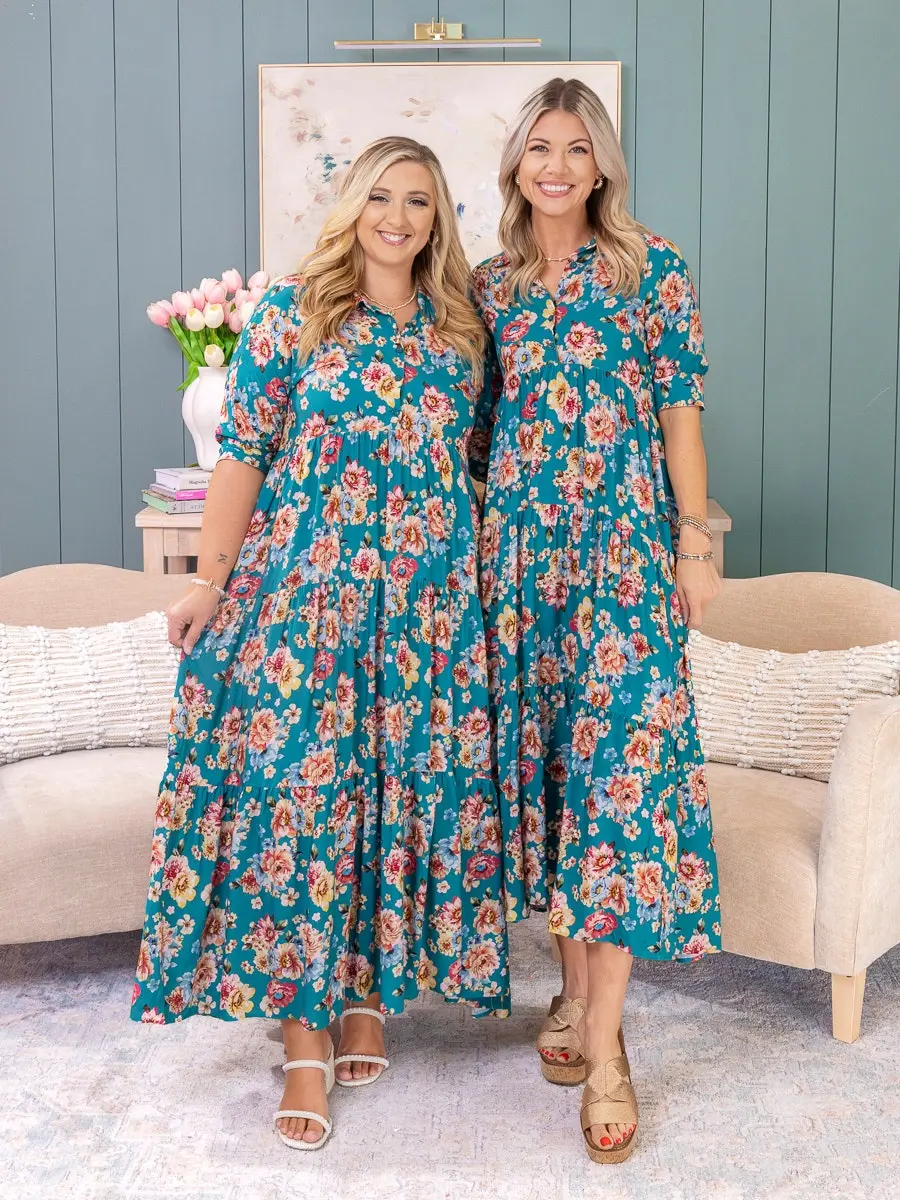 Floral Tiered Maxi Dress by DD Design | S-3XL