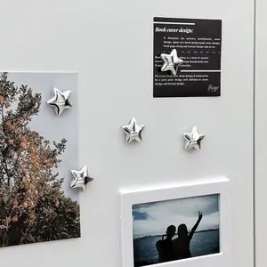 Silver Star Refrigerator Magnets Set, Kitchen Fridge Decorations, Ramadan Decoration, Absorbent Board Fixed Magnetic Tiles