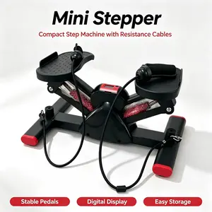 Mini  Stepper with Integrated Resistance Bands - Heavy-Duty Step  with LCD Digital Monitor - Compact Under Desk Fitness Equipment for Home Office Use Auto Abdominal Wheel Rebound back extension twister ab machine stair