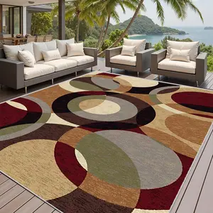 Geometric Pattern Outdoor Rug, Waterproof Mat, Reversible Outdoor Camping Rug, RV, Porch, Deck, Camper, Balcony, Backyard