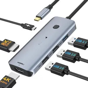 Docking Station USB C to Dual HDMI Adapter,  USB C Hub Dual HDMI Monitors for Windows, USBC Adapter with 2 HDMI, 3 USB Ports, PD Compatible with  XPS 13/15,  Yoga,etc