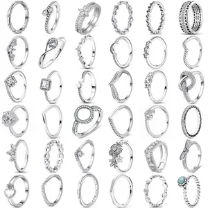 FASHION - New 925 Sterling Silver Rings Stackable Infinite Silver shining Zircon Ring For Women Wedding Anniversary Birthday Jewelry Gift