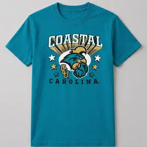 [MADE IN US] Coastal Carolina T Shirt, Unique Graphic Design With CCU Logo And Stars, Soft Cotton Tee, Perfect Gift For University Fans And Sports Enthusiasts