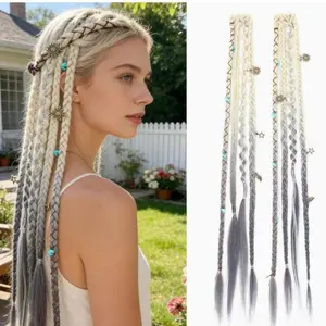 Bohemian style small braided hair extensions for women, BB clip-in braids, spicy girl boxing braids