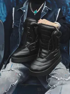 Men's Stitched Snow Boots, Thick Sole Winter Outdoor Shoes, Warm Fashionable Footwear for Commuting & Adventure