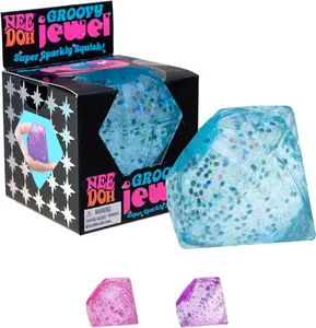 Schylling NeeDoh Groovy Jewel - Sensory Toy - Satisfying Super Sparkly Liquid Filling - Ages 3 and Up - Color May Vary
