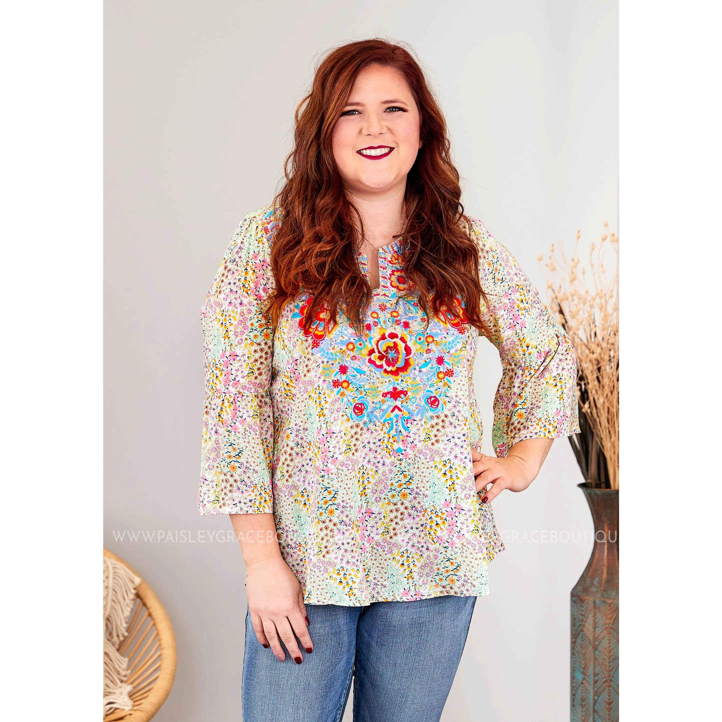 CeCe Embroidered Top  - FINAL SALE