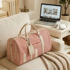 KEEP PERFECT Solomeo Premium 3D Knitted Fabric Crossbody Travel Bag - Red Stripe, Adjustable Strap, Lightweight, Soft Knit Tech, Zipper Closure, Unisex Multifunctional Personal Item for Spring, Summer
