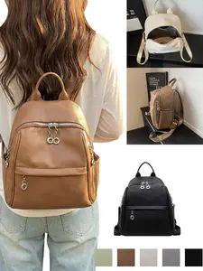 Women's PU Material Commuter Backpack, New Style Large Capacity Casual Lightweight Shoulder Bag, Trendy and Versatile Design