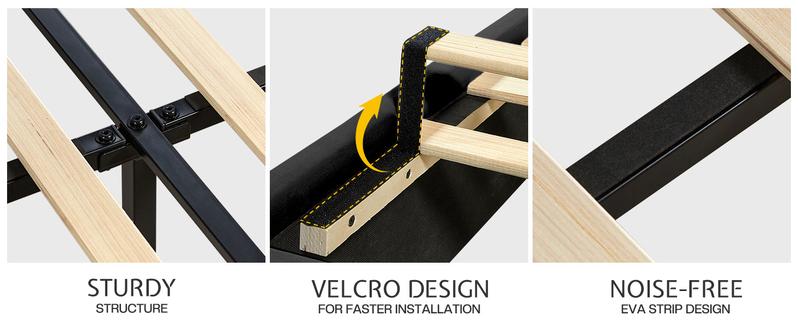 VanAcc Floating Bed Frame with LED Lights, Modern Faux Leather Upholstered Platform Bed, Wave Like Curve Design No Box Spring Needed VanAcc Floating Bed Frame with LED Lights, Modern Faux Leather Upholstered Platform Bed, Wave Like Curve Design No Box Spring Needed